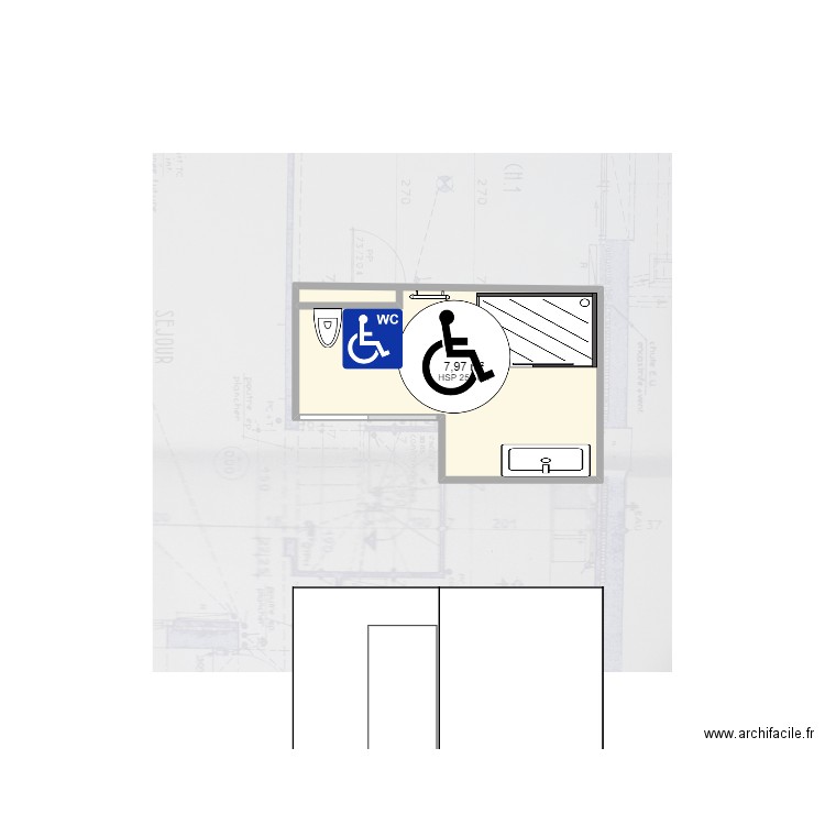 samsnou. Plan de 1 pièce et 8 m2