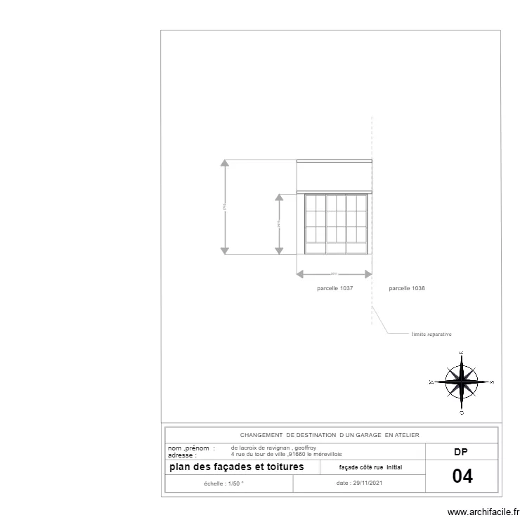 plan de façade avant initial Geoffroy. Plan de plan de façade avant initial Geoffroy. Plan de