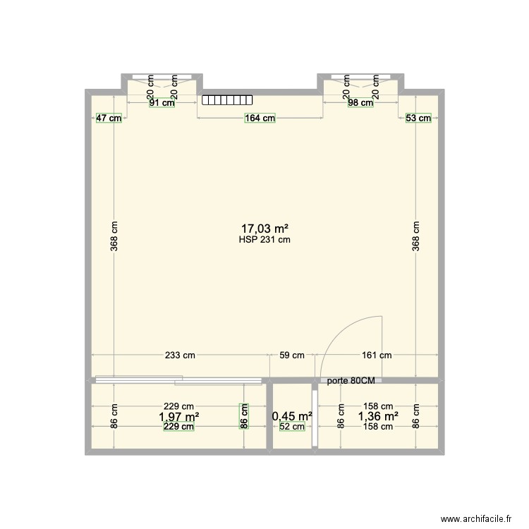 plan chambre et couloir et placard couloir evry. Plan de 4 pièces et 21 m2