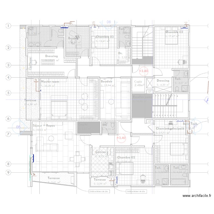 Climatisation Etage 1 bâtiment habitation BONADIWOTO. Plan de 0 pièce et 0 m2
