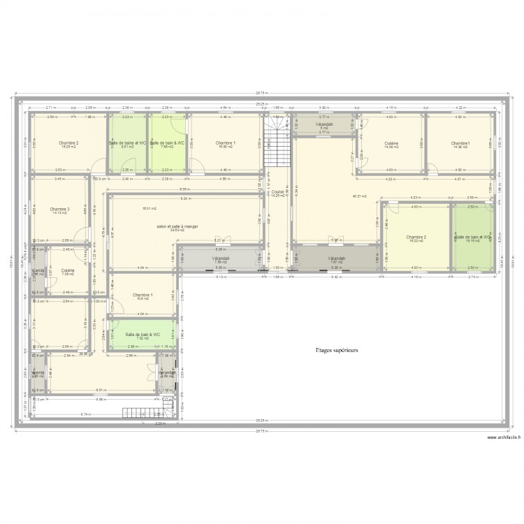Plan Etage sup Douala 61. Plan de 0 pièce et 0 m2