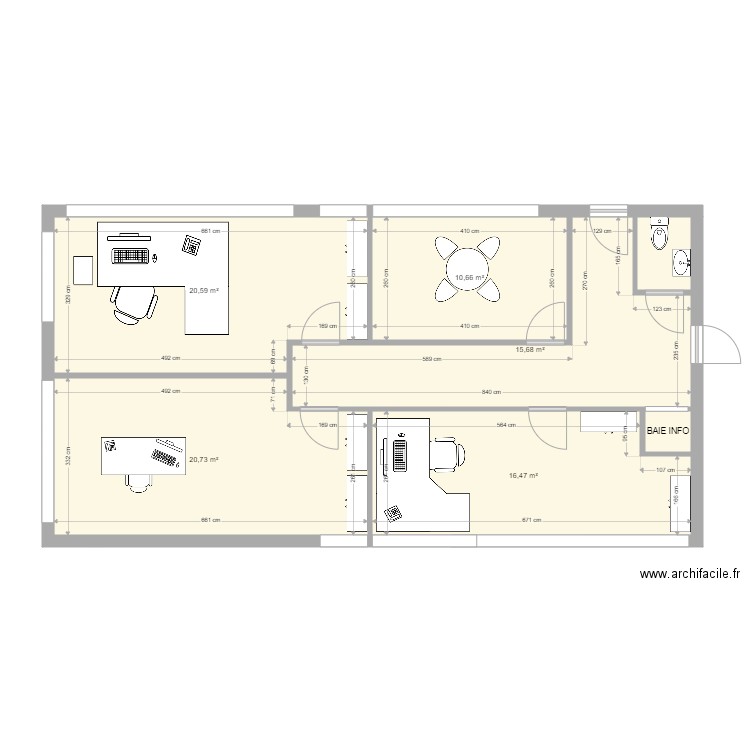 PROJET 3. Plan de 7 pièces et 87 m2