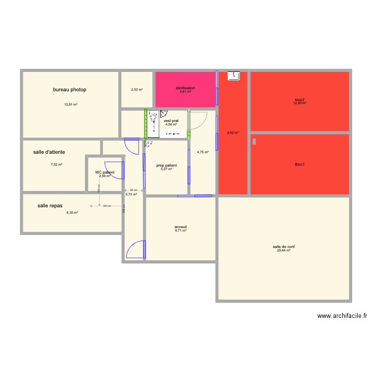 cabpala. Plan de 15 pièces et 133 m2