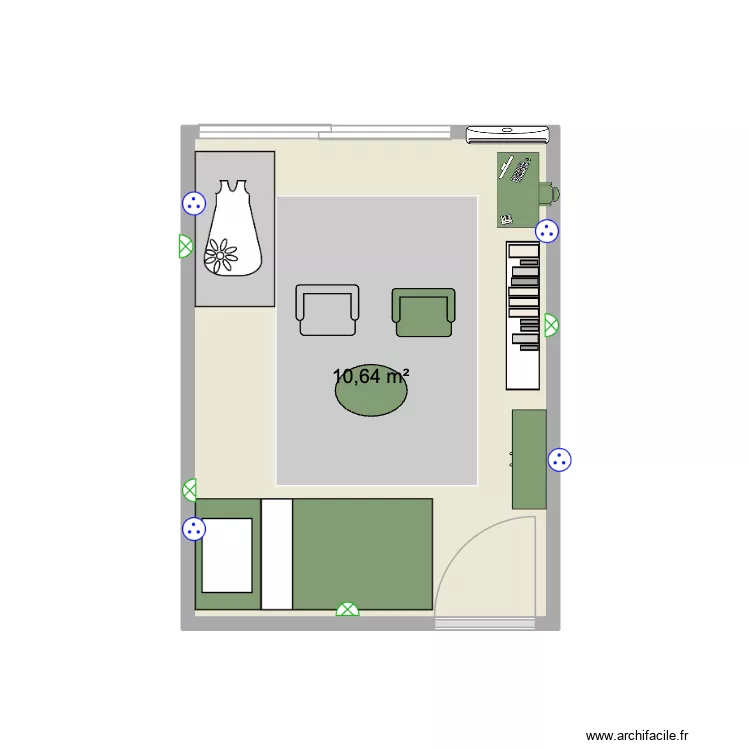 CHBRE BB4. Plan de 1 pièce et 11 m²
