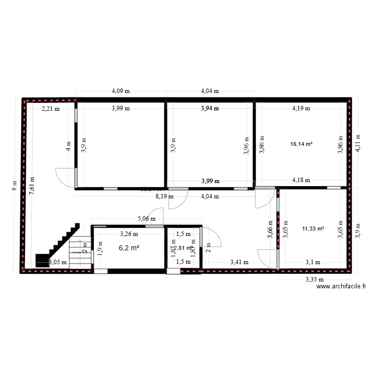 Ilham. Plan de 6 pièces et 108 m2