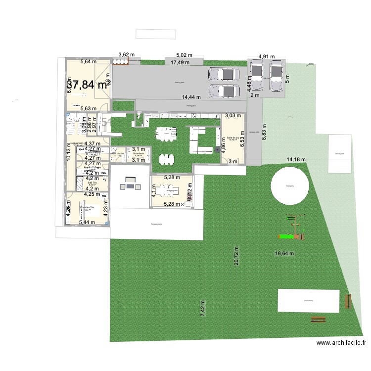 Val de cuberte vue 3D. Plan de 31 pièces et 537 m2