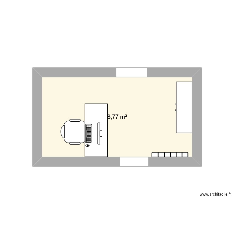 Bureau. Plan de 1 pièce et 9 m2