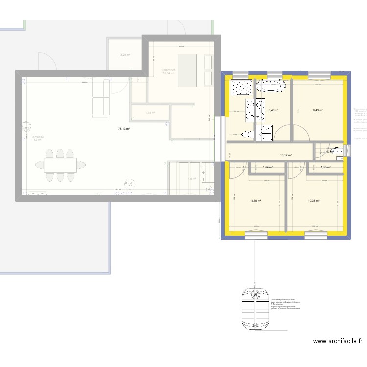 PLAN COTE EXTENSION PDT CONSTRUCTION. Plan de 23 pièces et 496 m2