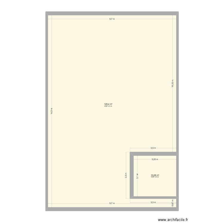RDC ZAC3. Plan de 2 pièces et 138 m2