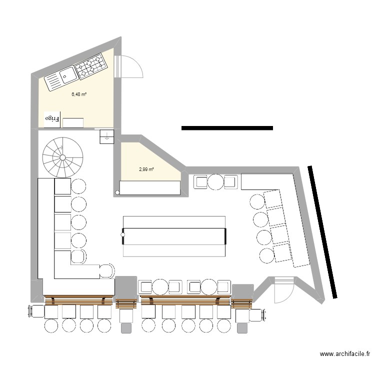 Popincourt52 V1. Plan de 5 pièces et 10 m2