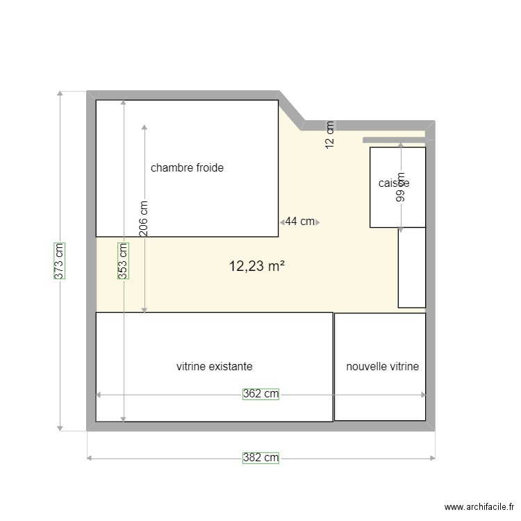 marché couvert metz. Plan de 1 pièce et 12 m2