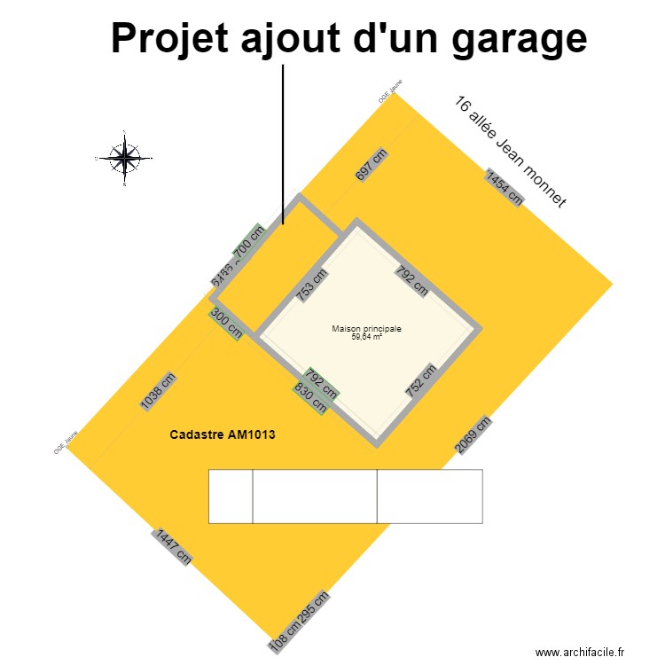 PCMI2 plan de masse. Plan de 1 pièce et 60 m2