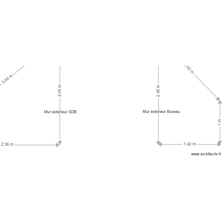 SDB Lagarde cotations murs. Plan de 0 pièce et 0 m2