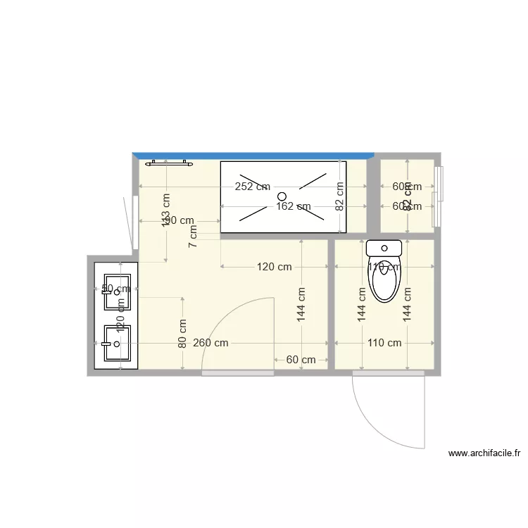 salle de bains. Plan de 