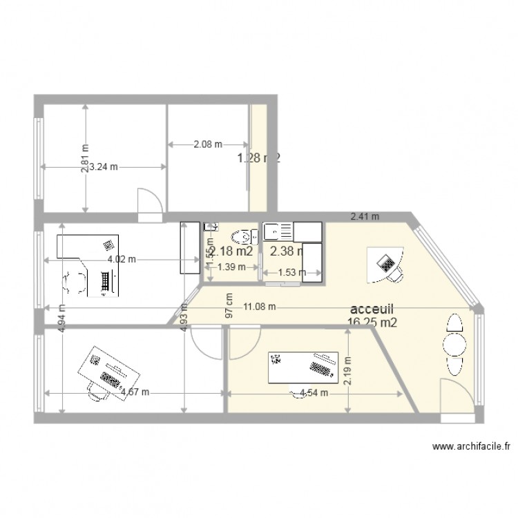 bureau michel 2. Plan de 0 pièce et 0 m2