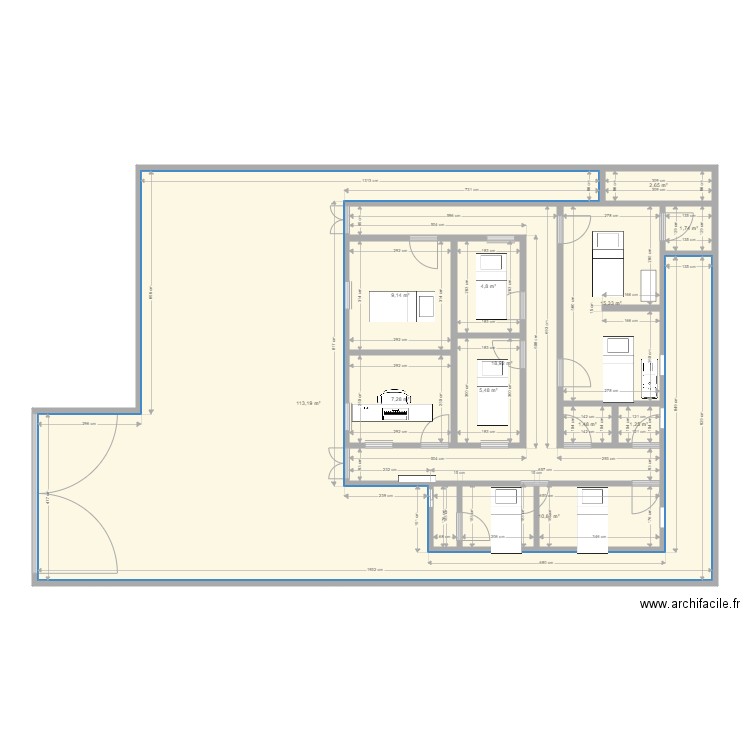 maternité. Plan de 12 pièces et 192 m2