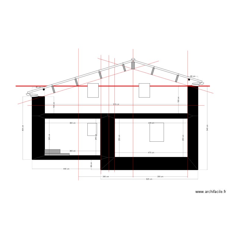 PLAN BERGERIE PIGNON OUEST . Plan de 2 pièces et 20 m2