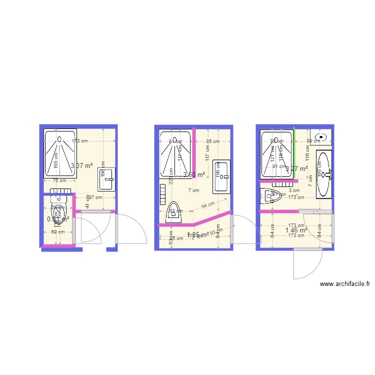 perrin . Plan de 6 pièces et 13 m2