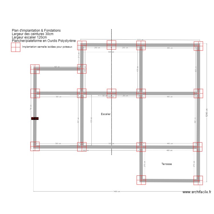 plan fondation. Plan de 0 pièce et 0 m2