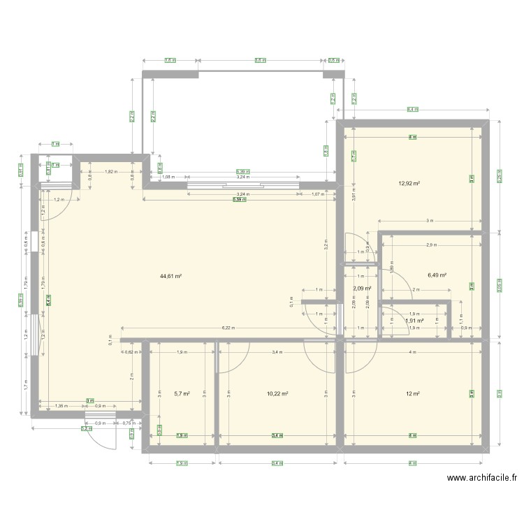 Plan003. Plan de 8 pièces et 96 m2