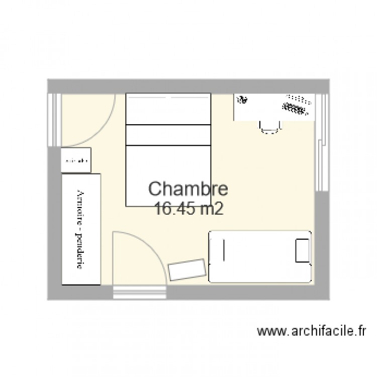 Chambre Lit double. Plan de 0 pièce et 0 m2