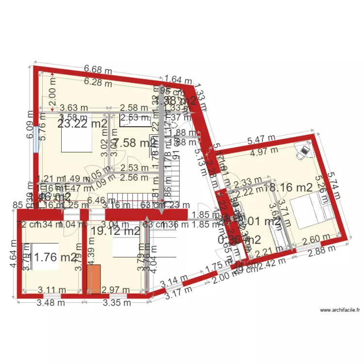Am&eacute;nagement r&eacute;vis&eacute; Etage projet 1. Plan de 