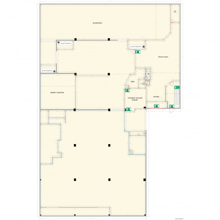 showroom plan évacuation. Plan de 0 pièce et 0 m2