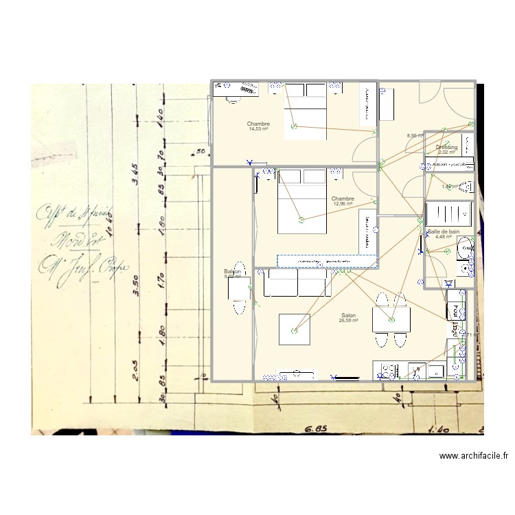 Apart JJ. Plan de 9 pièces et 81 m2