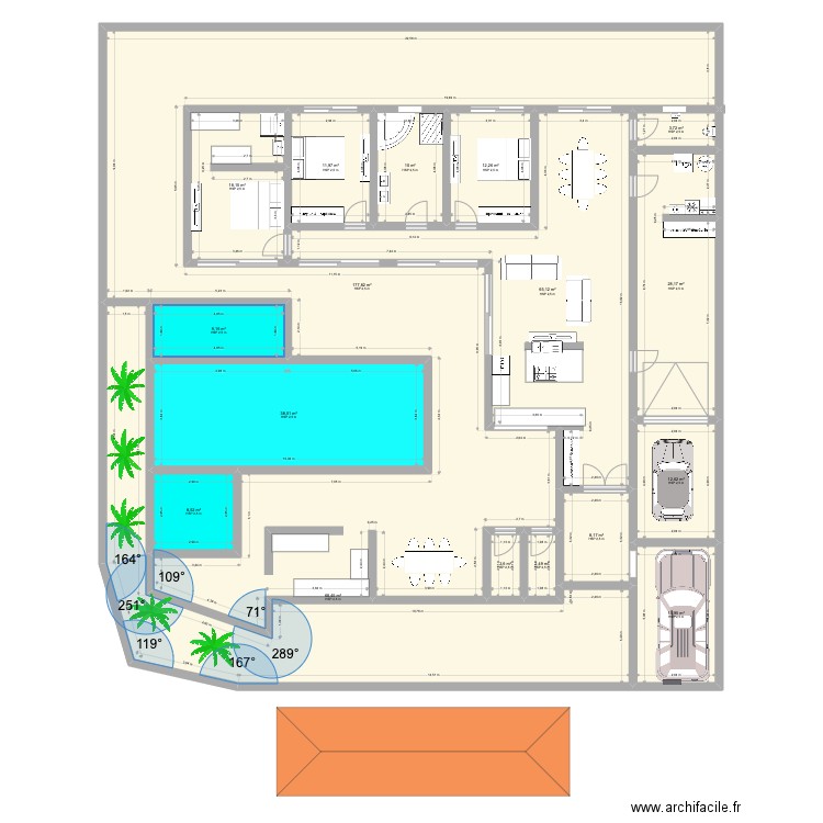 VENTENA. Plan de 17 pièces et 493 m2