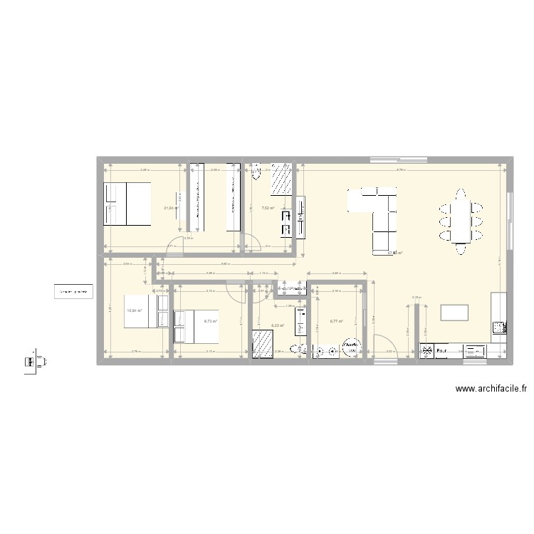 pedinielli 4.6. Plan de 7 pièces et 130 m2