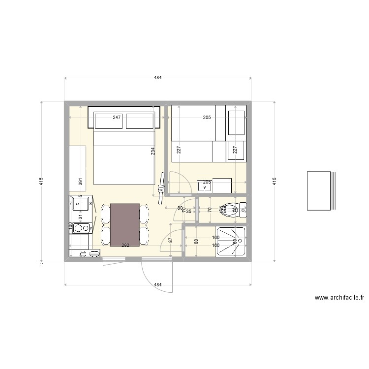 HAUTEVILLE2021-2. Plan de 4 pièces et 17 m2