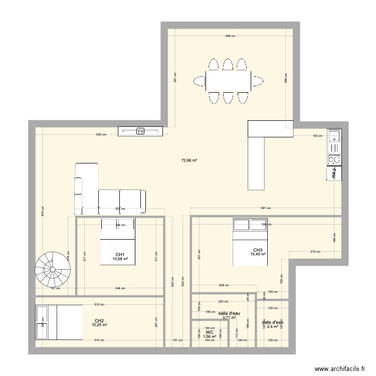 Arnaud MODIFIÉ. Plan de 7 pièces et 117 m2