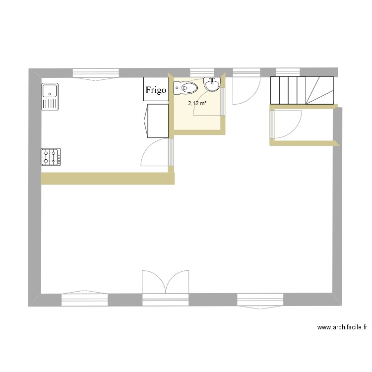 Salon. Plan de 2 pièces et 3 m2