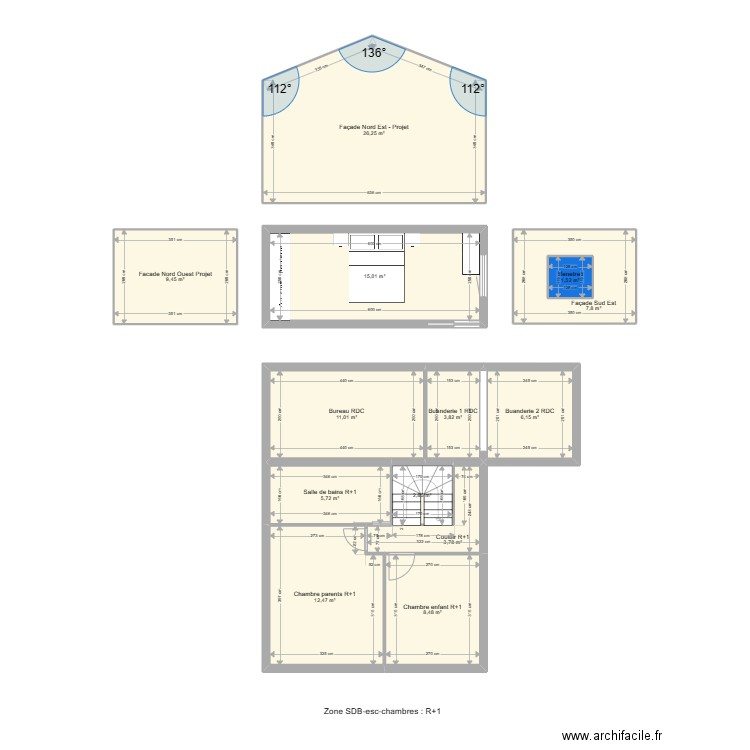 Carré - La Crau v3 sans sdb. Plan de 13 pièces et 116 m2