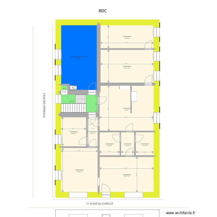 Immeuble RDC AVANT. Plan de 0 pièce et 0 m2