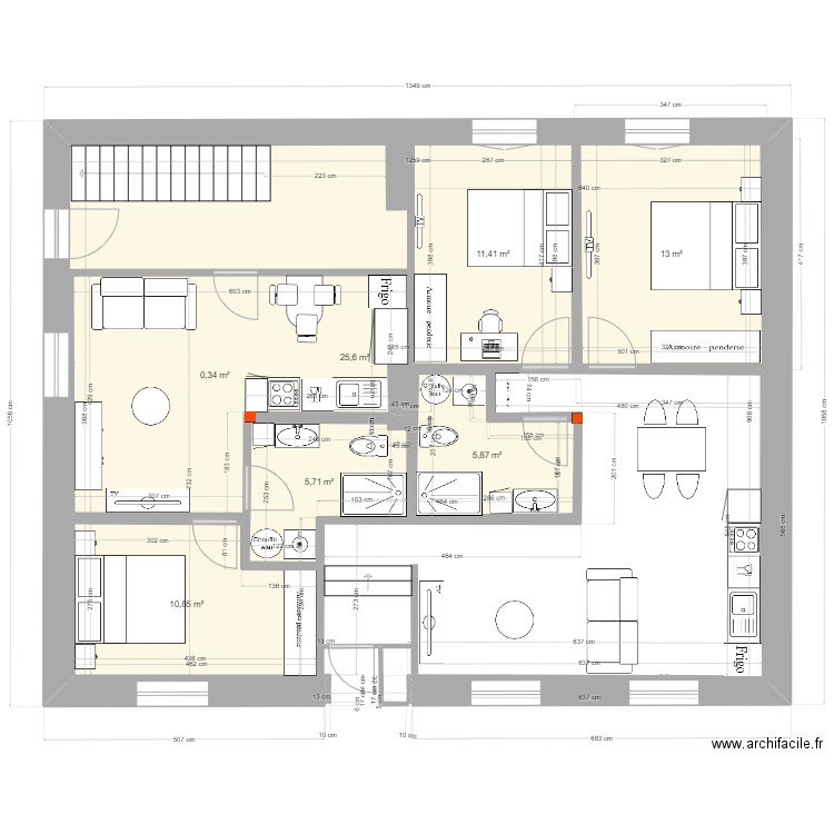 plan côtes extérieures rdc vide 2. Plan de 7 pièces et 154 m2