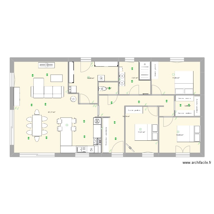 Eclairage. Plan de 9 pièces et 120 m2