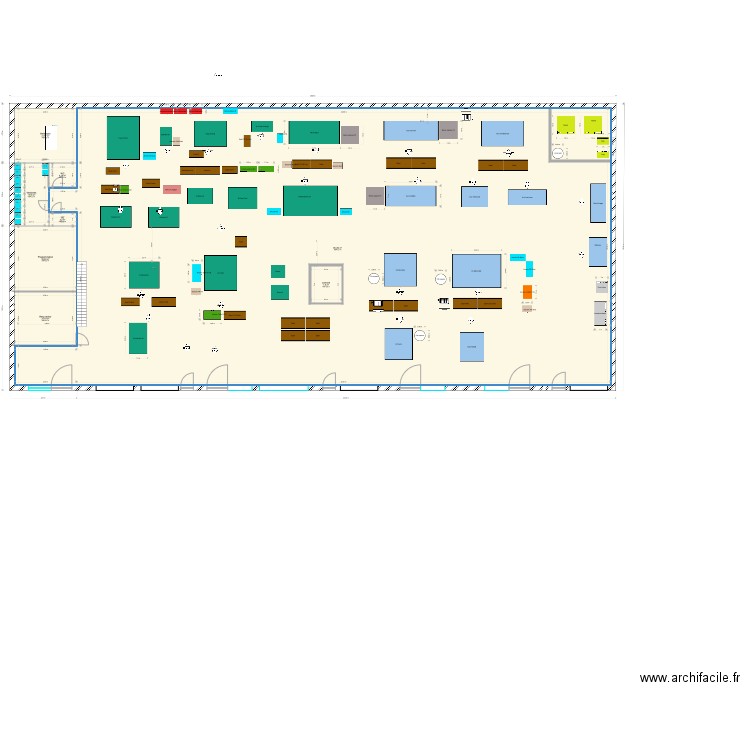 Locaux Version 3. Plan de 19 pièces et 2158 m2