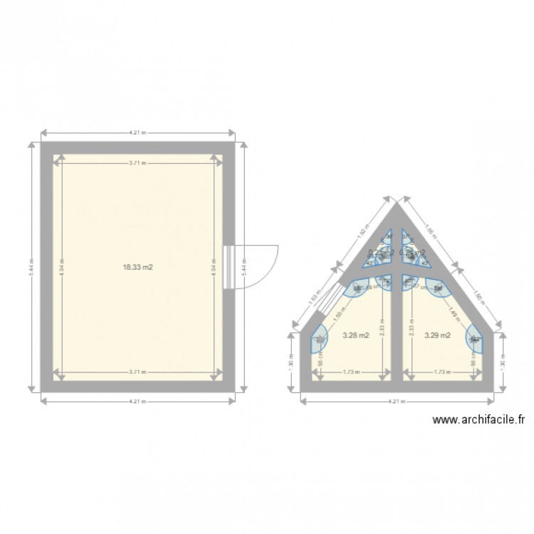 chambre maison 1 cote . Plan de 0 pièce et 0 m2