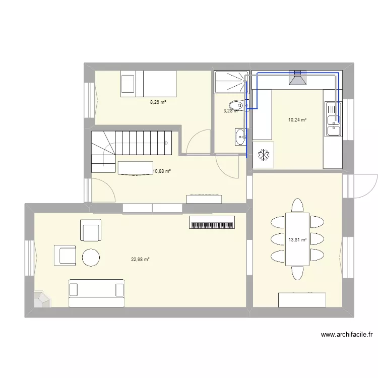 S&egrave;vres 57 RdC + plomberie. Plan de 