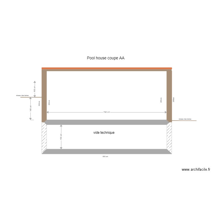 poool house COUPE AA. Plan de 0 pièce et 0 m2