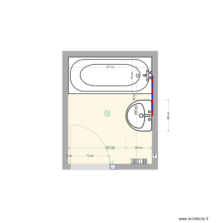 PERRIN Existant. Plan de 1 pièce et 3 m2