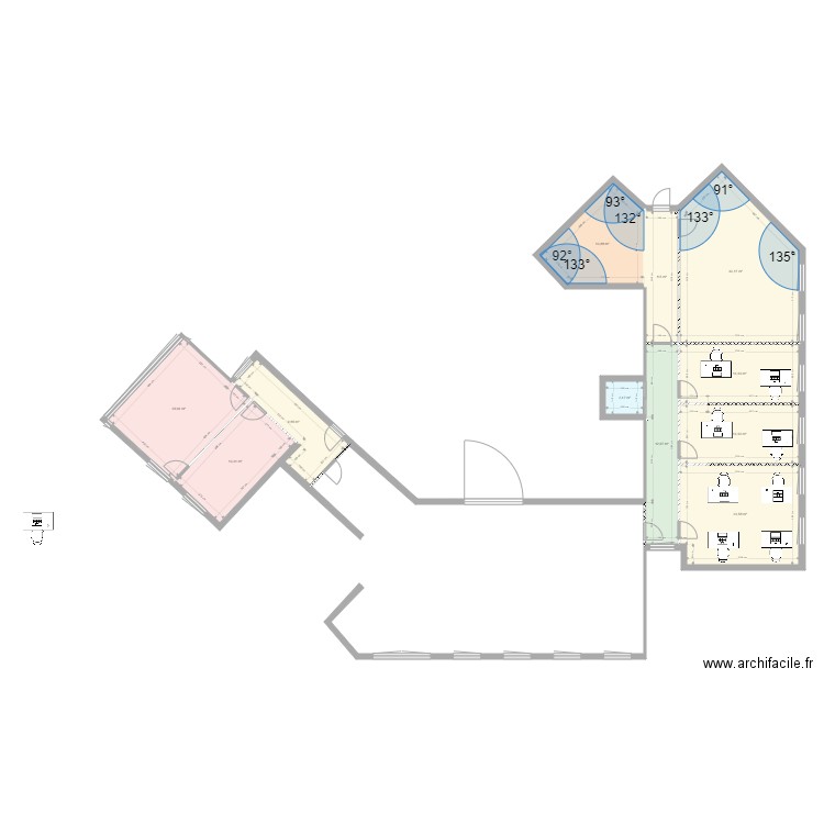 Plan Bureaux Bluetime - v2. Plan de 11 pièces et 166 m2