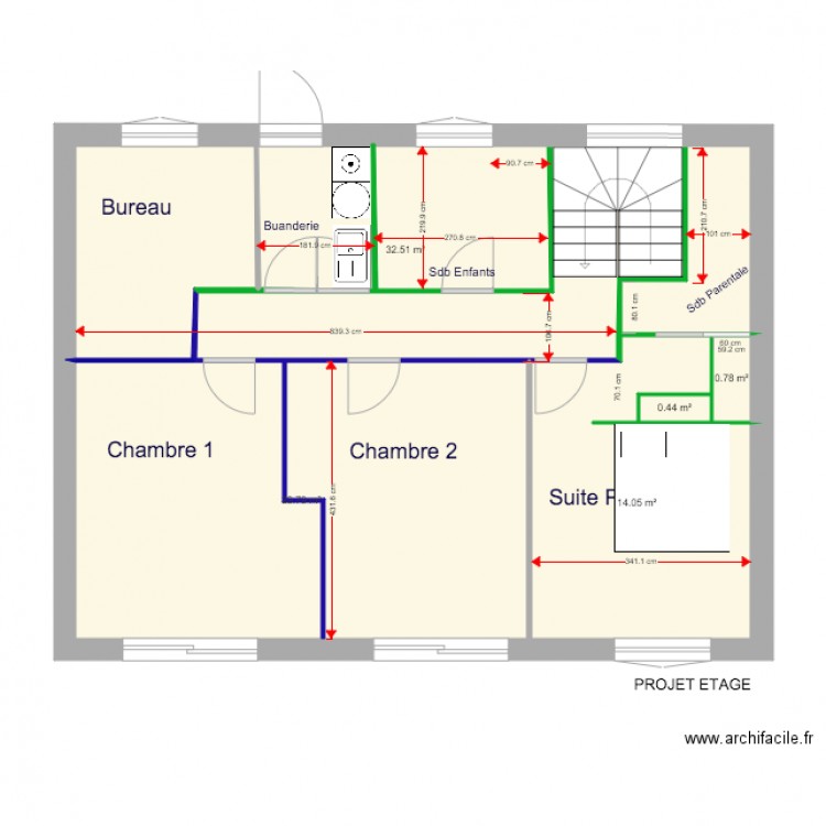 Plan maison Etage Sdb. Plan de 0 pièce et 0 m2