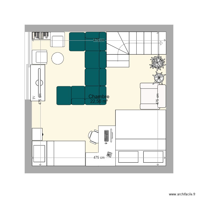 chambre margot. Plan de 1 pièce et 23 m2