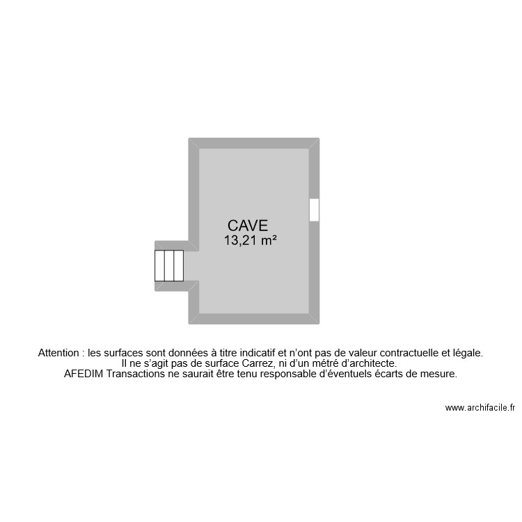 BI 9908 CAVE . Plan de 1 pièce et 13 m2