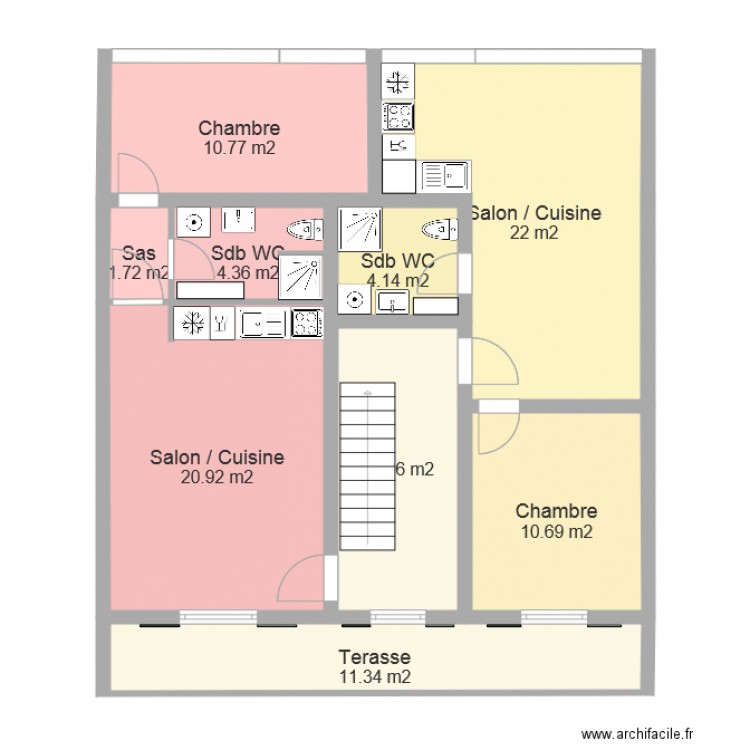 1 ere ETAGE PROJET. Plan de 0 pièce et 0 m2