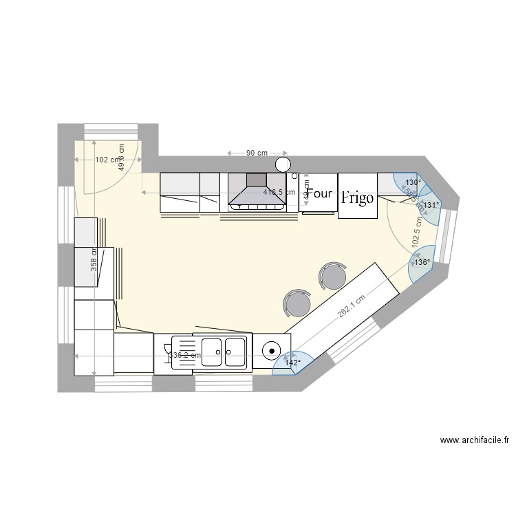 Cuisine Pornichet Droite. Plan de 0 pièce et 0 m2