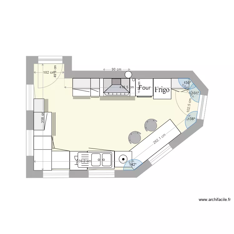 Cuisine Pornichet Droite. Plan de Cuisine Pornichet Droite. Plan de