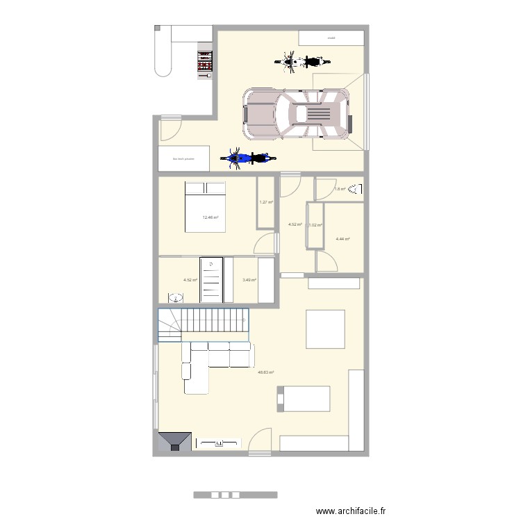 longere. Plan de 0 pièce et 0 m2